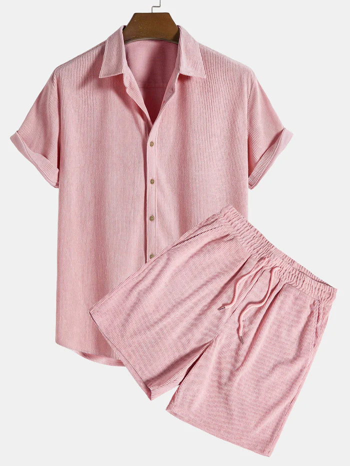 Ensemble d'été homme en velours côtelé, chemise et short 6