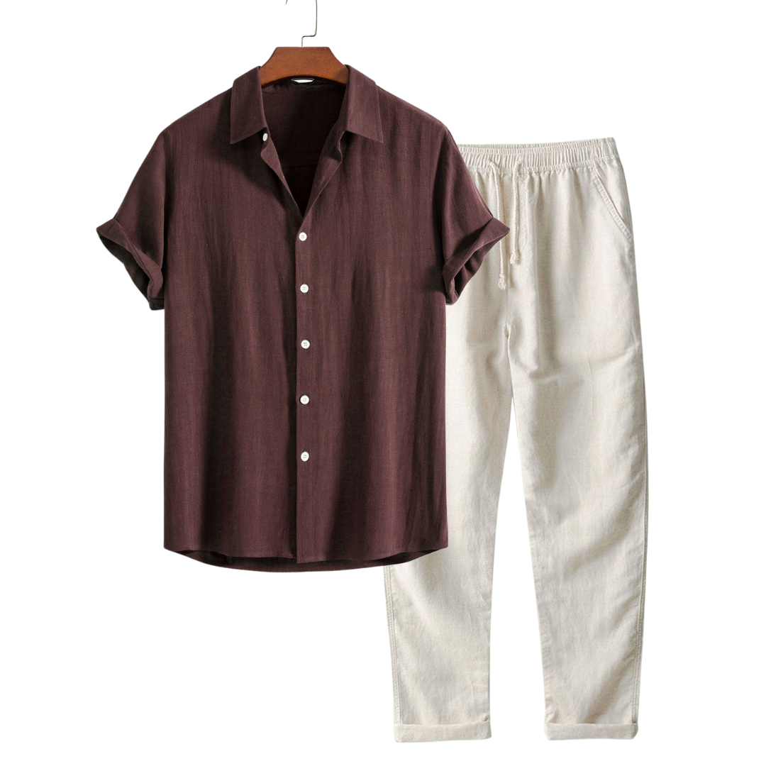 Ensemble en lin homme élégant pour l'été 0