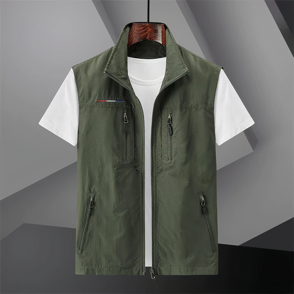 Gilet sans manche homme en coton moderne multi-poches 0