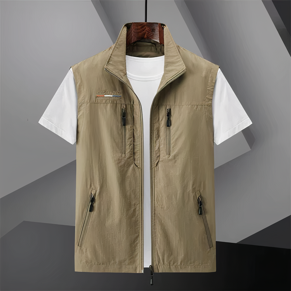 Gilet sans manche homme en coton moderne multi-poches 1