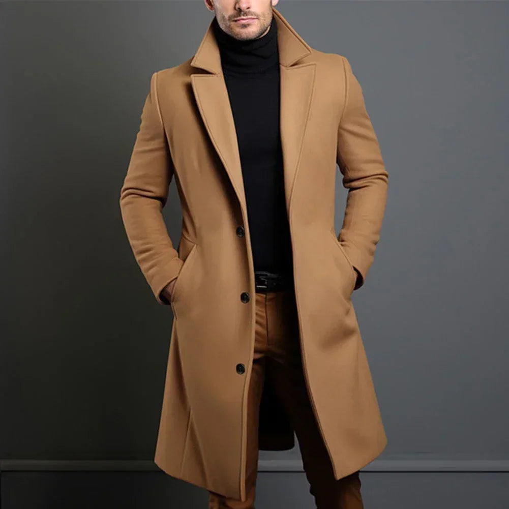 Manteau classique en laine pour homme hiver, coupe ajustée 0