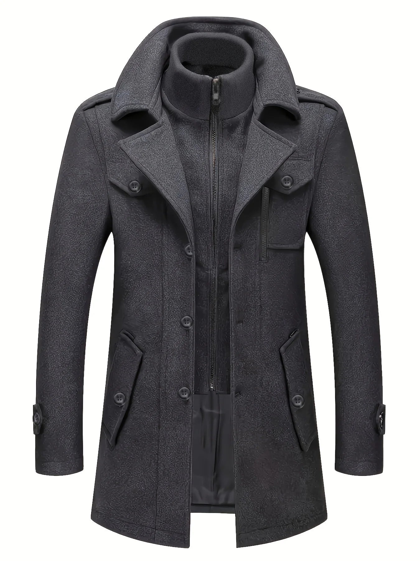 Manteau en laine homme hiver élégant et résistant au vent 0
