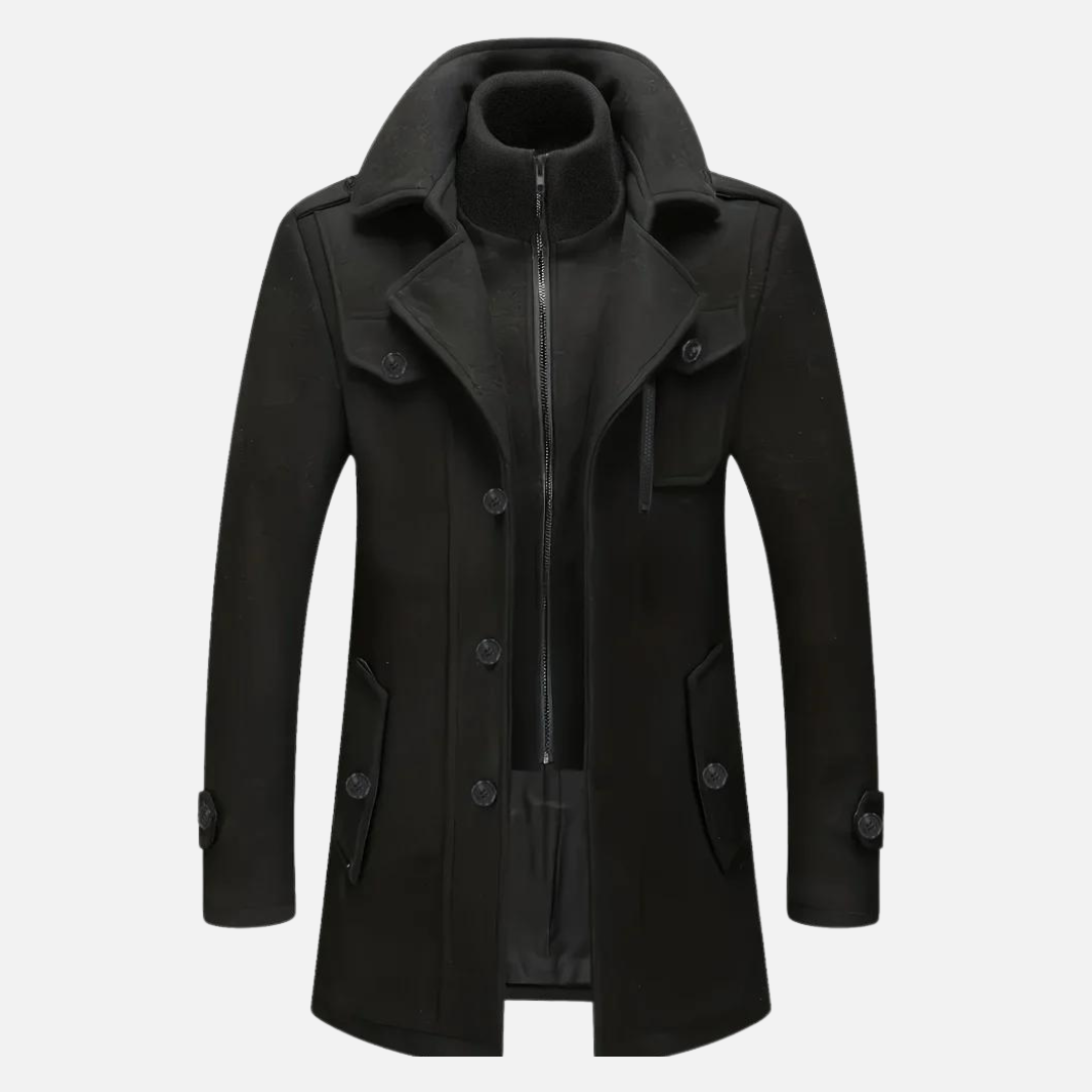 Manteau en laine homme hiver élégant et résistant au vent 1