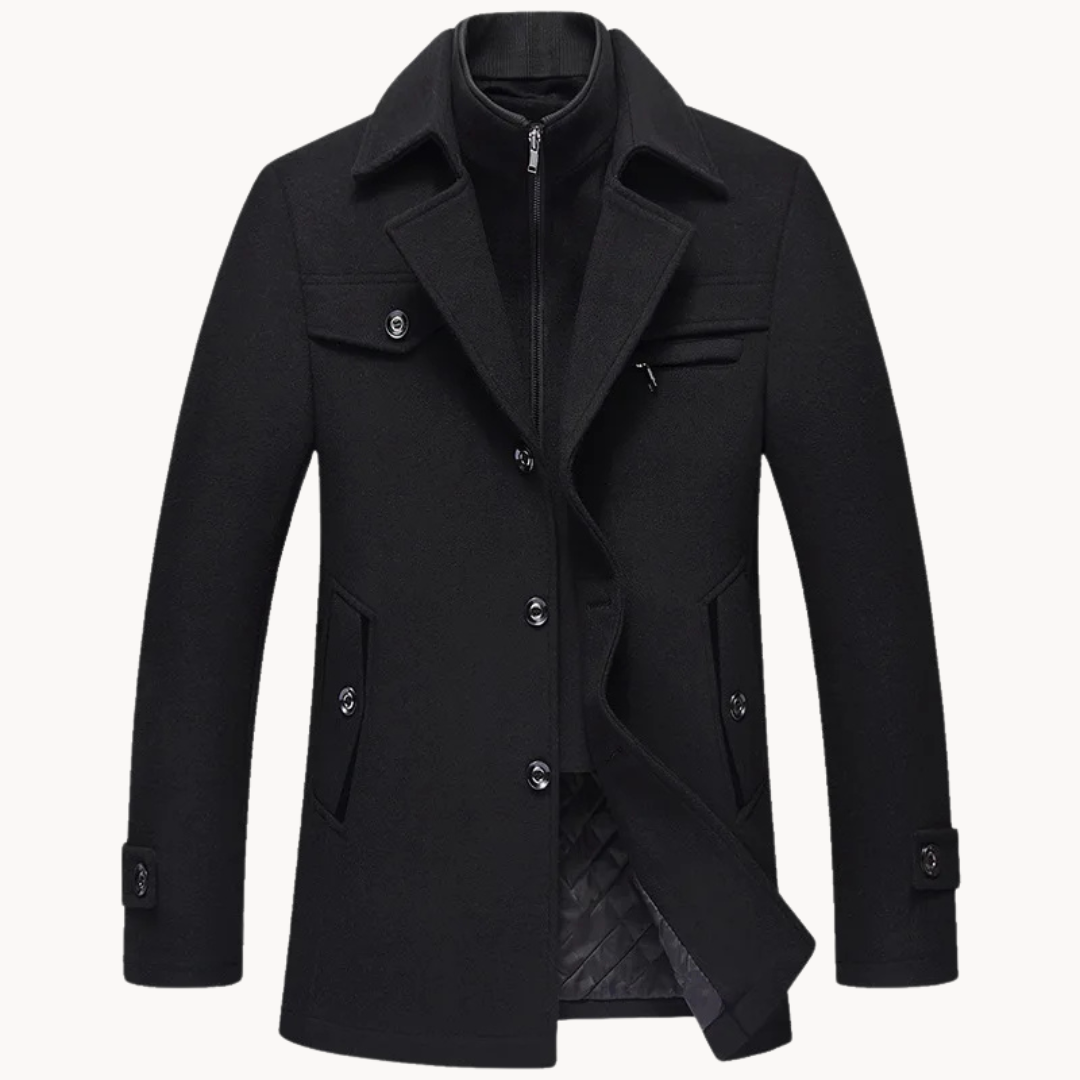 Manteau hiver homme en laine mélangée avec col cranté 0