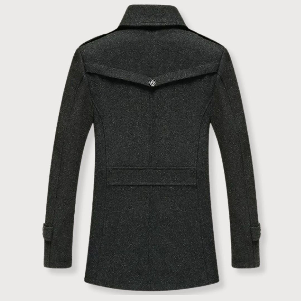 Manteau hiver homme en polyester et laine élégant ajusté 2