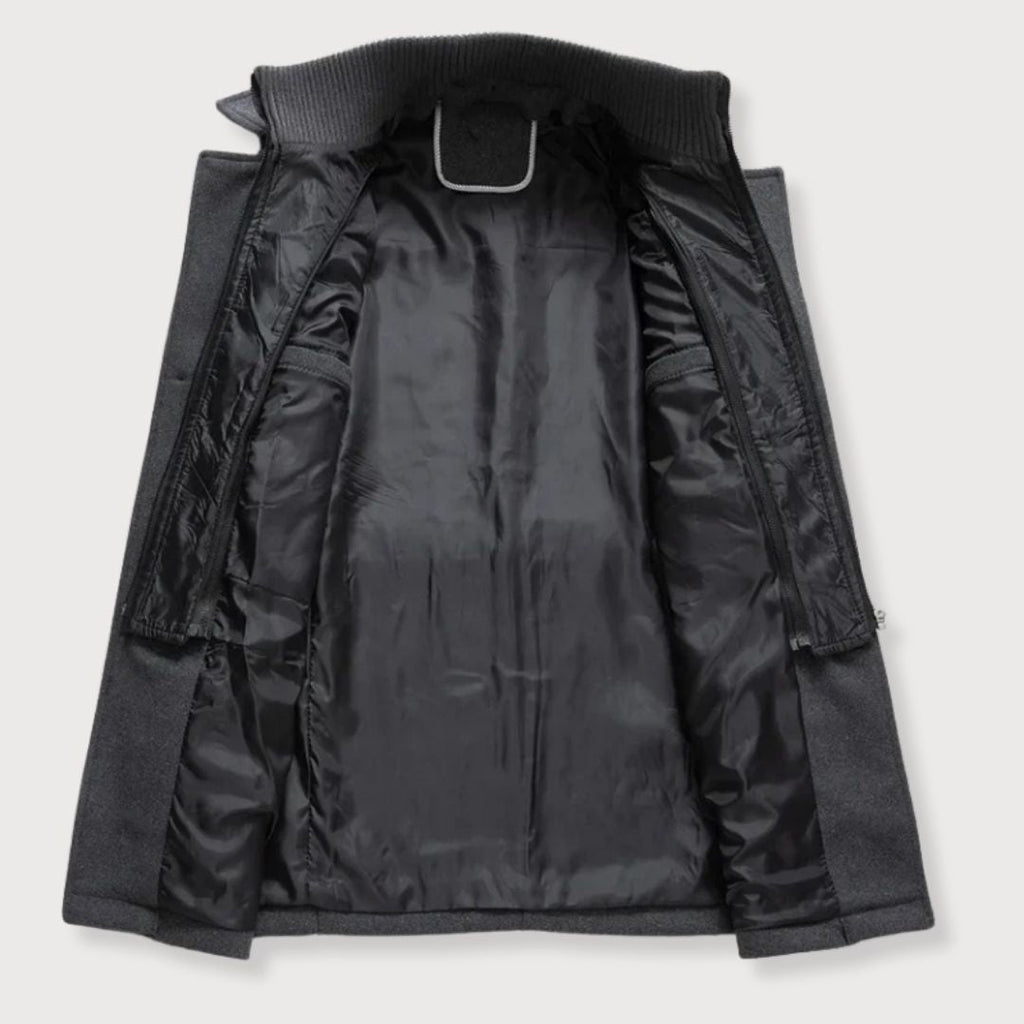 Manteau hiver homme en polyester et laine élégant ajusté 3