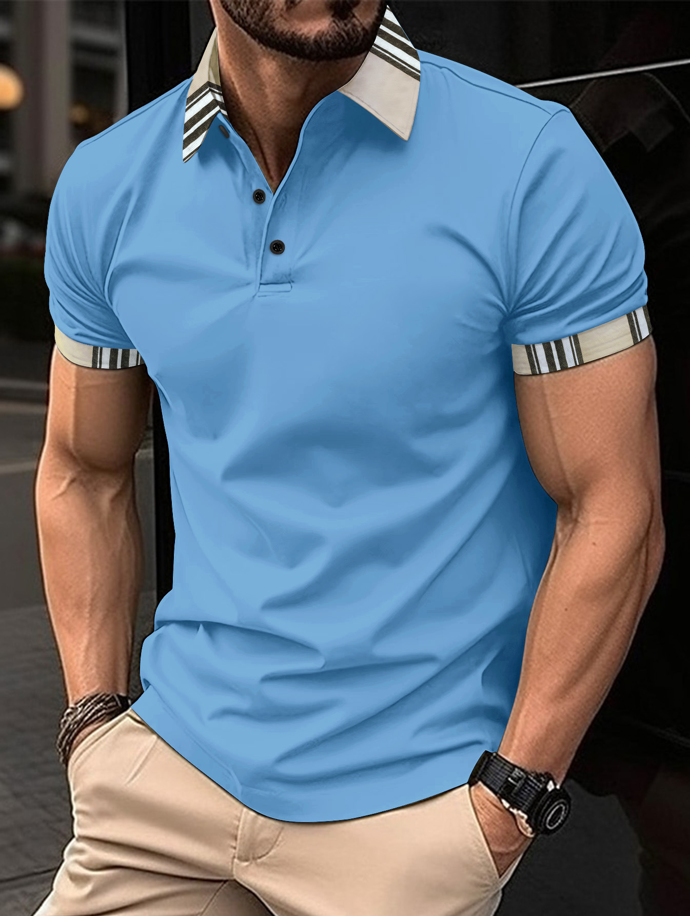 Polo Homme en Coton Élegant à Manches Courtes, Confortable 4
