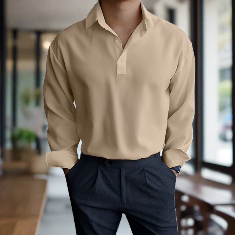 Polo à manches longues pour homme en tissu respirant 0