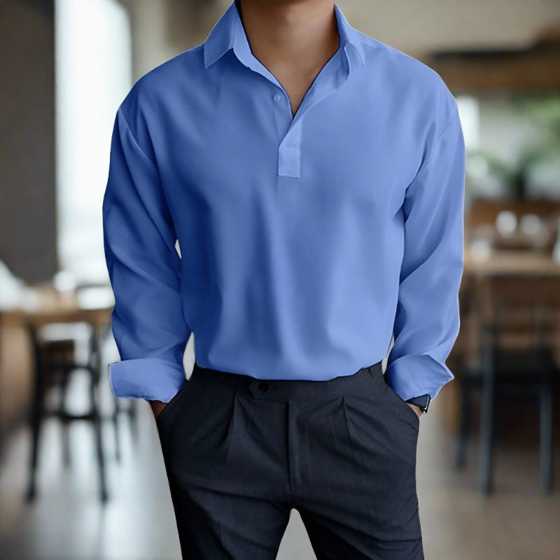 Polo à manches longues pour homme en tissu respirant 1