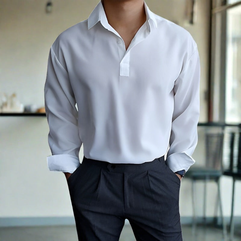 Polo à manches longues pour homme en tissu respirant 2
