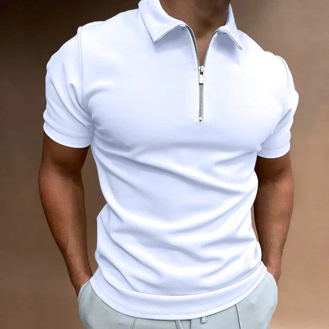Polo décontracté zippé pour homme en coton 0