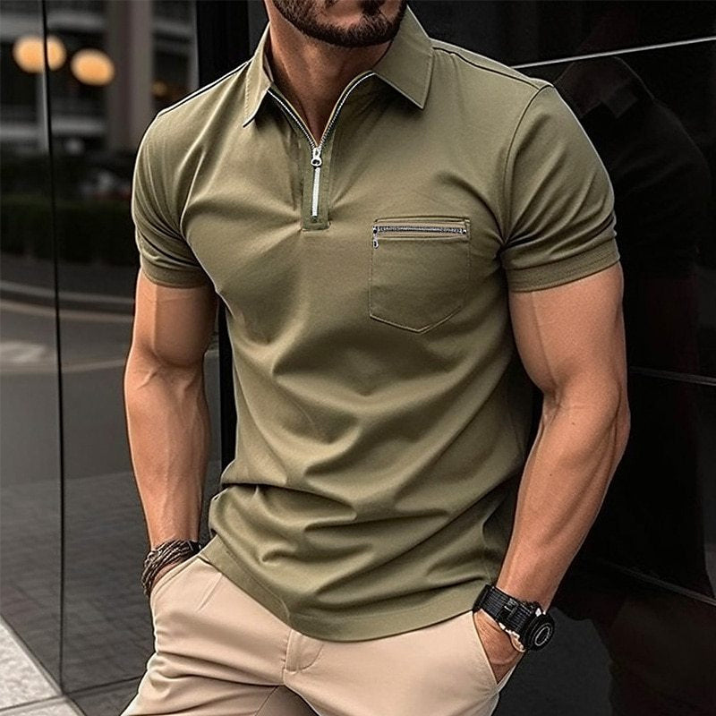 Polo en coton classique pour homme à manches longues 1
