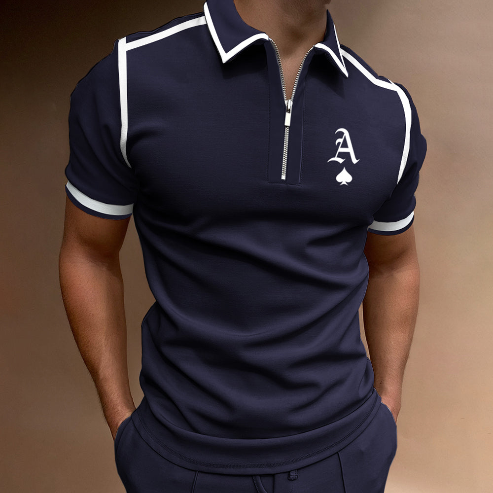 Polo en coton homme avec col zippé, élégant et moderne 0