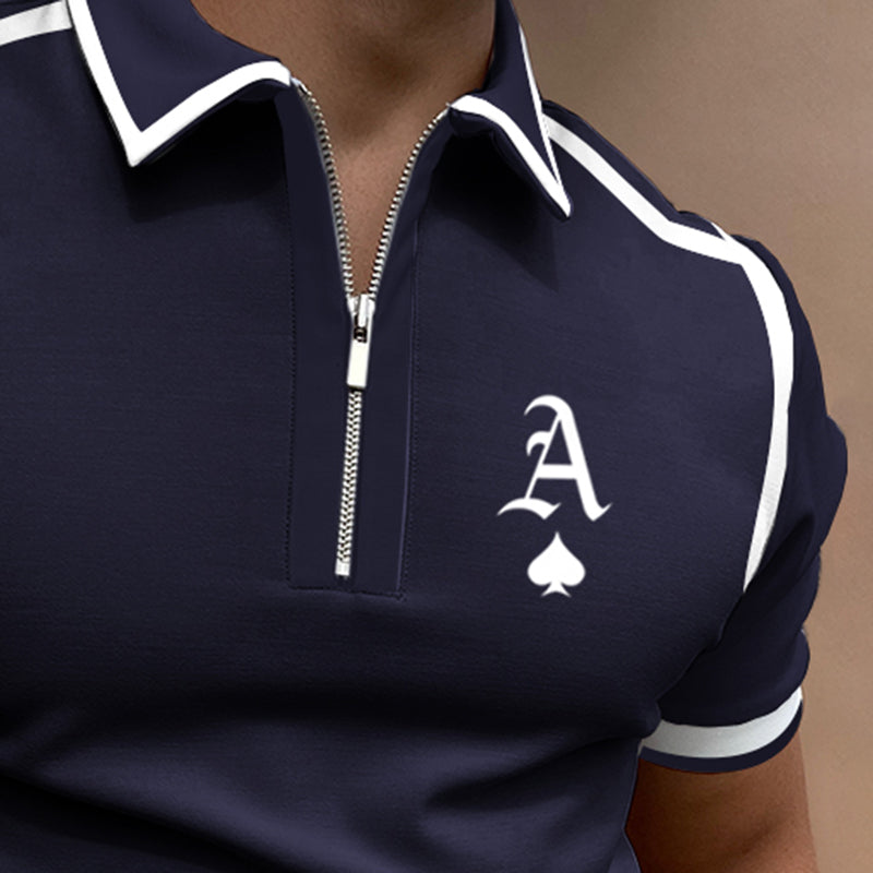 Polo en coton homme avec col zippé, élégant et moderne 1