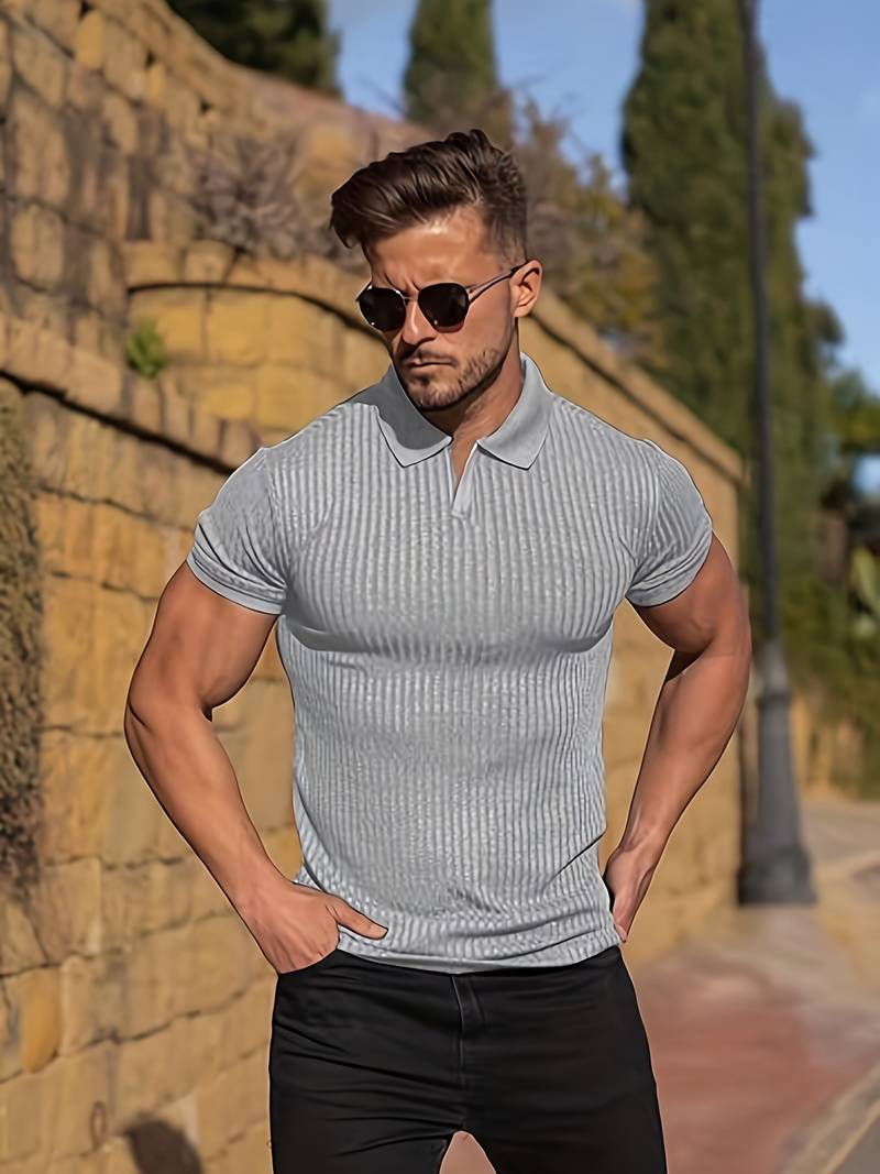 Polo en coton homme coupe ajustée à côtes 8