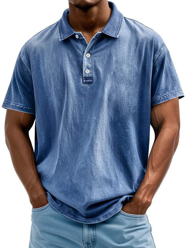 Polo en coton vintage pour homme, style classique 0