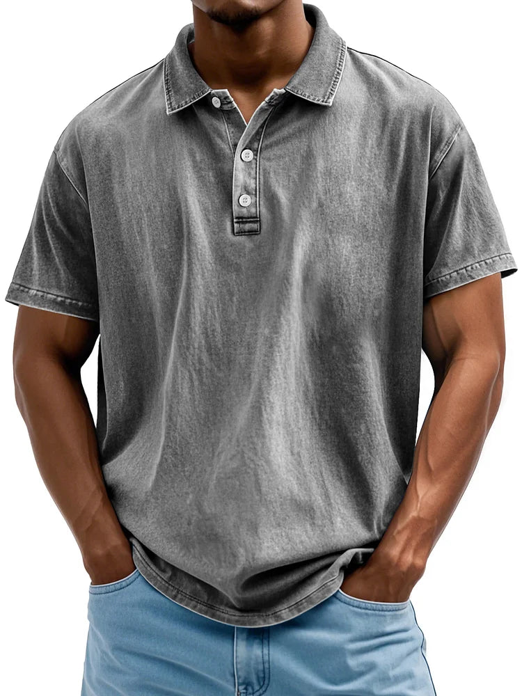 Polo en coton vintage pour homme, style classique 1
