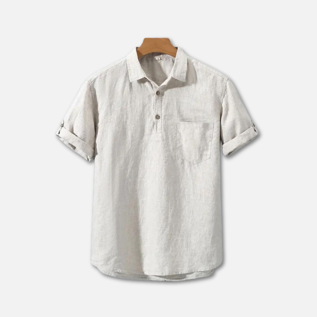 Polo en lin pour homme, style décontracté et léger 0