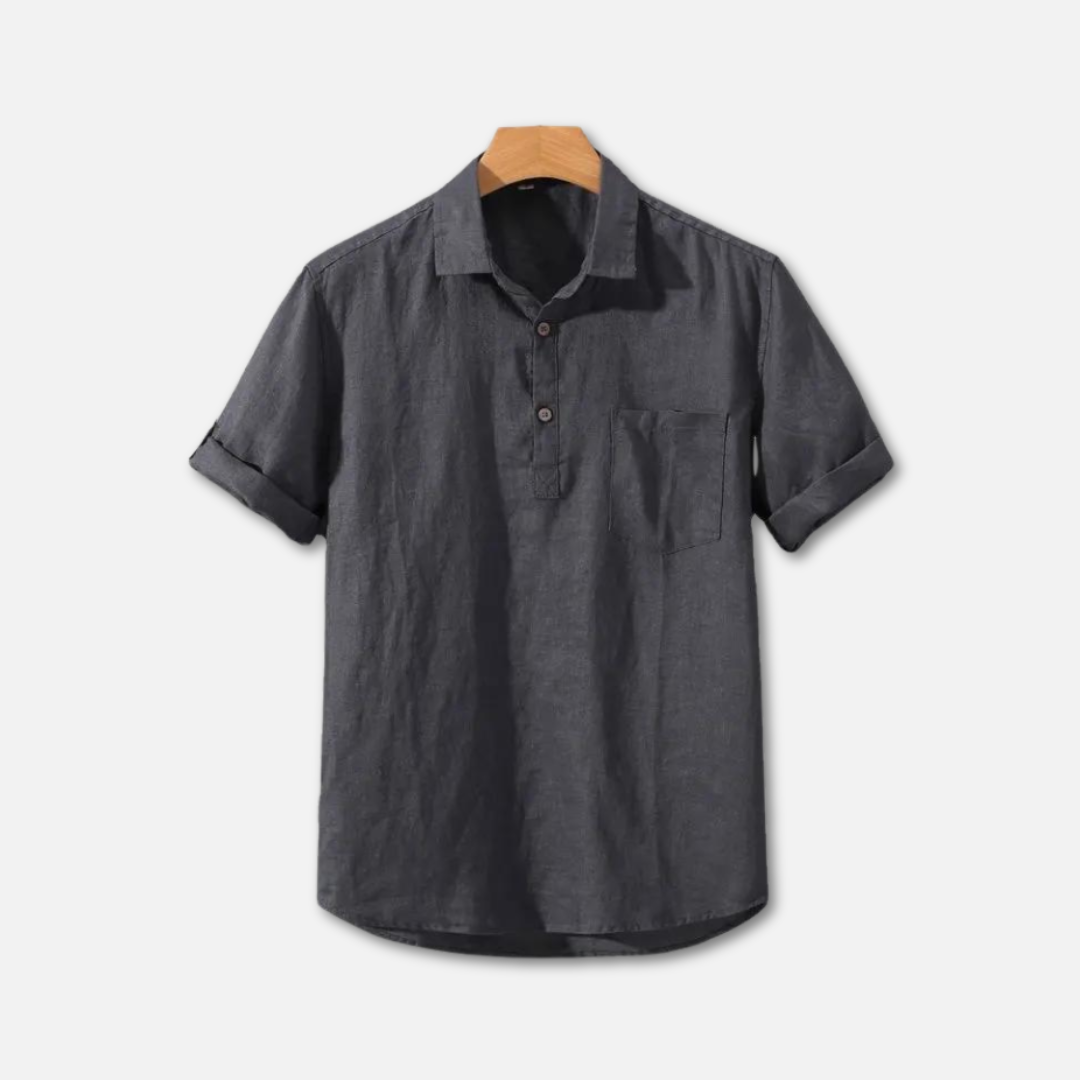 Polo en lin pour homme, style décontracté et léger 1