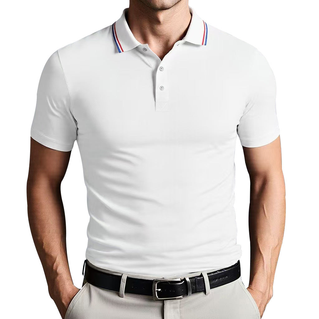 Polo homme ajusté en coton léger avec col classique 0