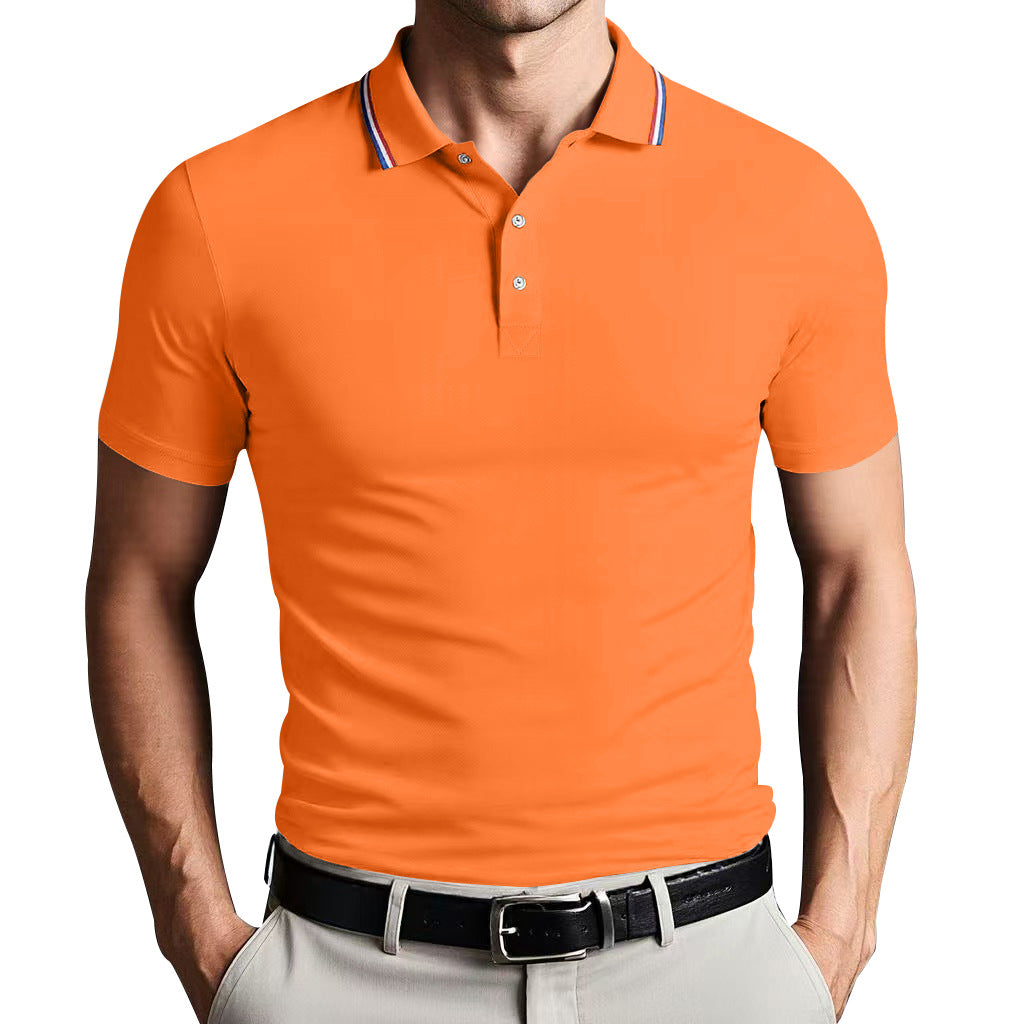 Polo homme ajusté en coton léger avec col classique 7