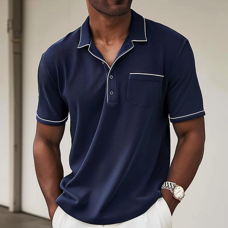 Polo homme colorblock à manches courtes en coton avec col élégant 0
