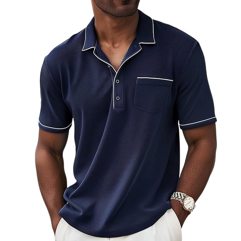 Polo homme colorblock à manches courtes en coton avec col élégant 1