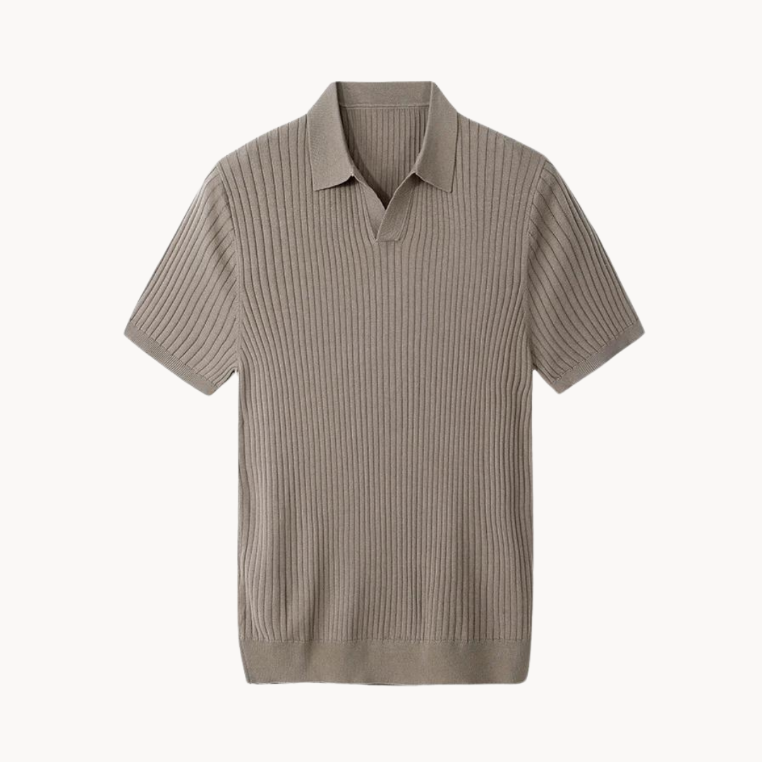 Polo homme en soie de mûrier style vintage, coupe ajustée 1
