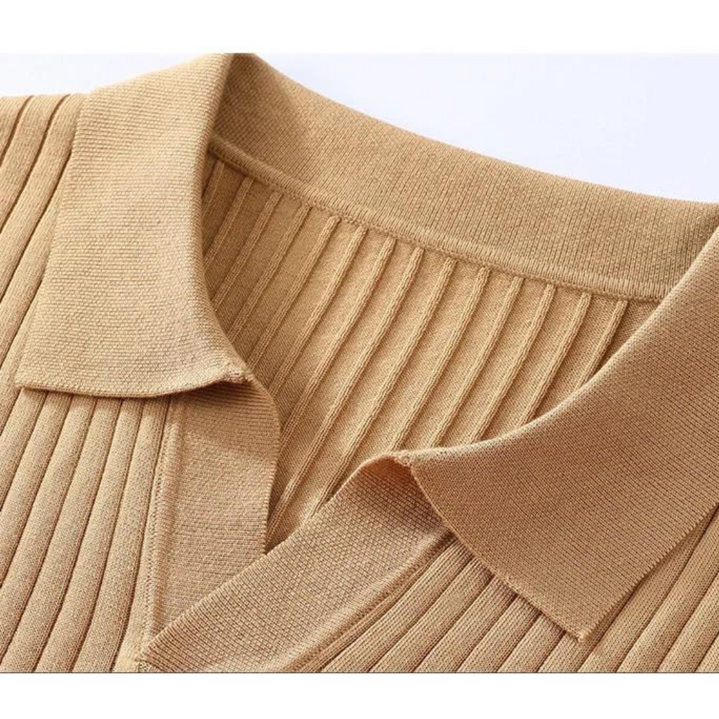 Polo homme en soie de mûrier style vintage, coupe ajustée 2