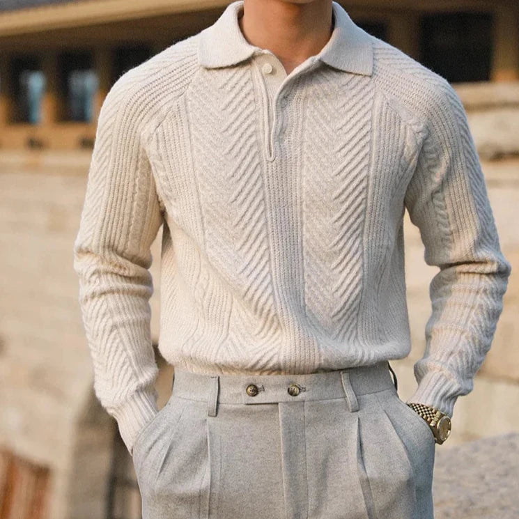 Pull en tricot homme à manches longues avec motif distinct 0