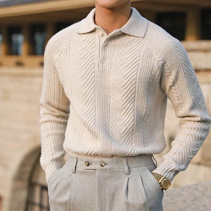 Pull en tricot homme à manches longues avec motif distinct 1