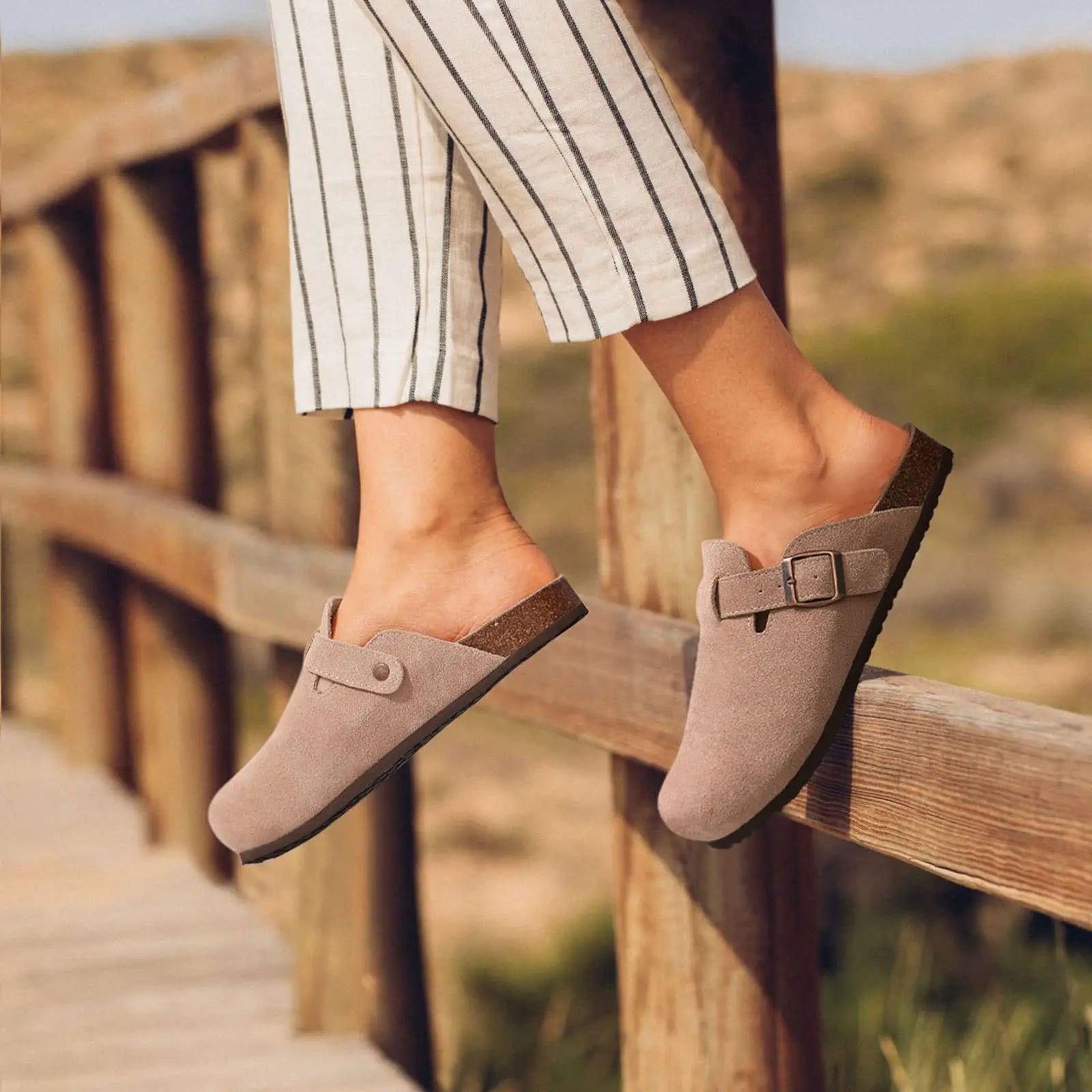 Sabots en cuir suédé pour femmes avec soutien de voûte 2