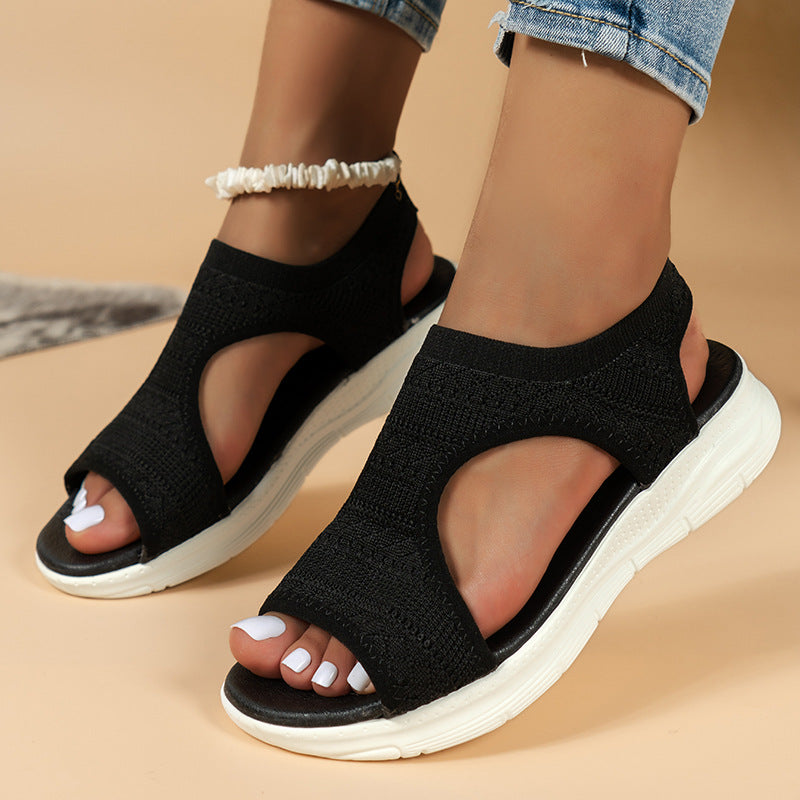 Sandales Femme en Tricot Ouvertes et Confortables à Enfiler 0