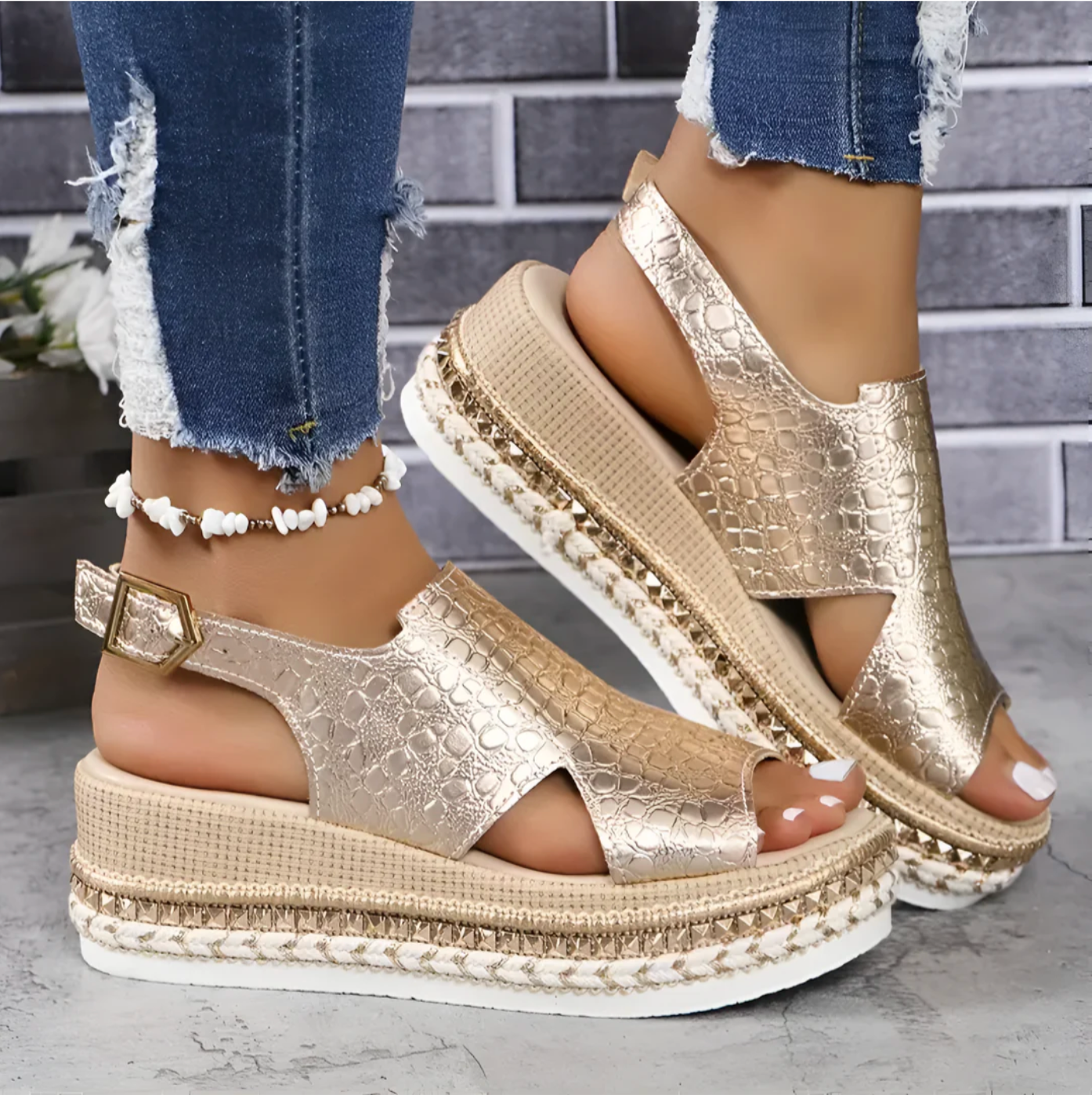 Sandales à plateforme femme en cuir PU avec soutien orthopédique 0