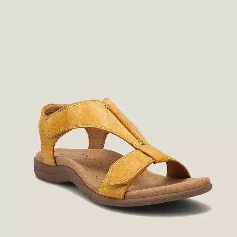 Sandales ouvertes ergonomiques femme en cuir PU avec semelle rembourrée 1