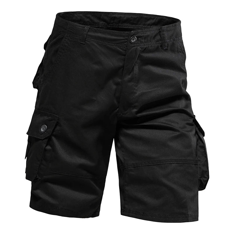 Short Cargo Homme Décontracté en Coton avec Poches Multiples 0