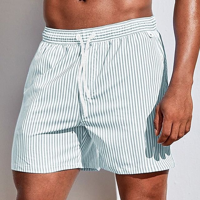 Short de bain rayé homme avec taille élastique et séchage rapide 2