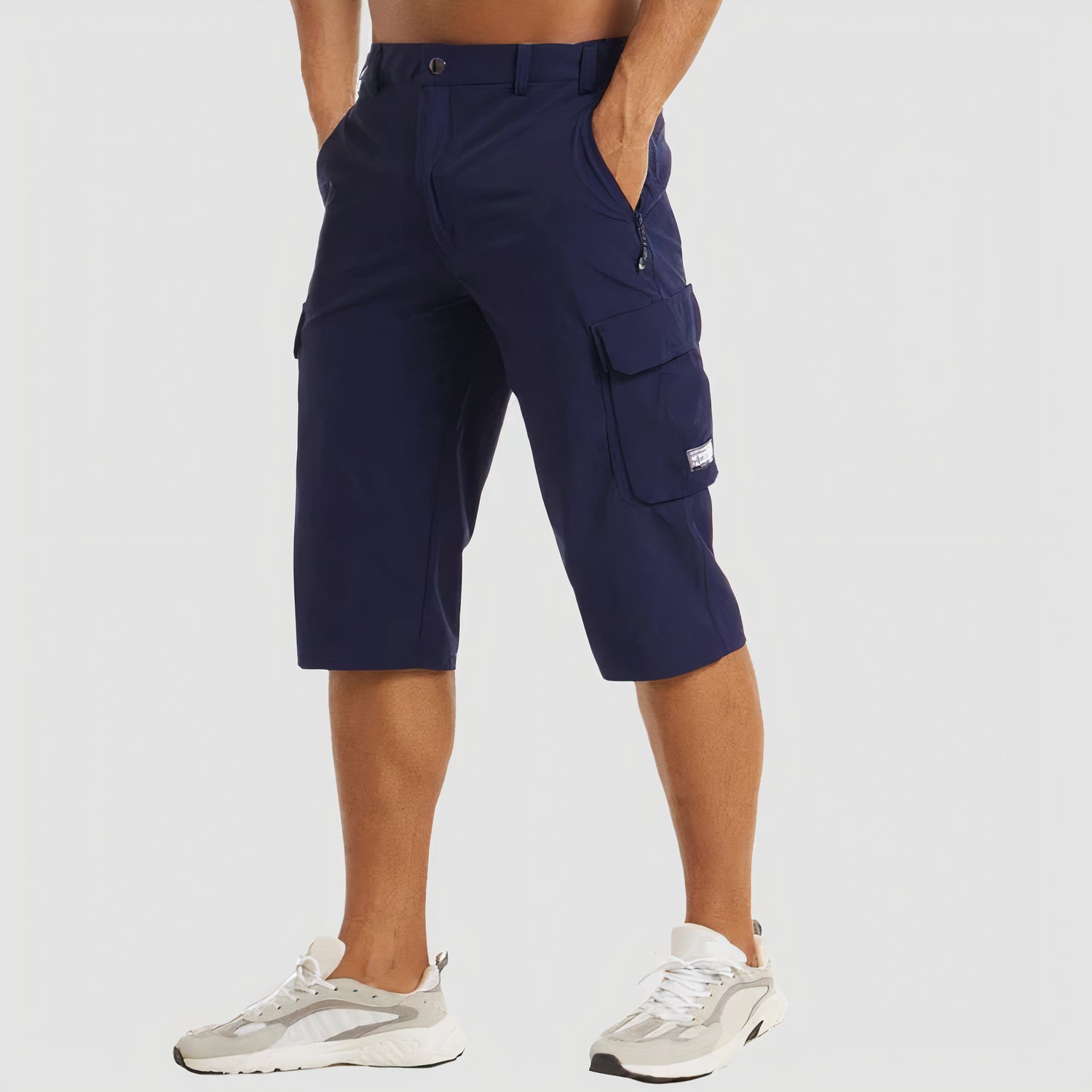 Shorts Cargo Homme en Coton avec Poches Pratiques, Longueur Genou 0