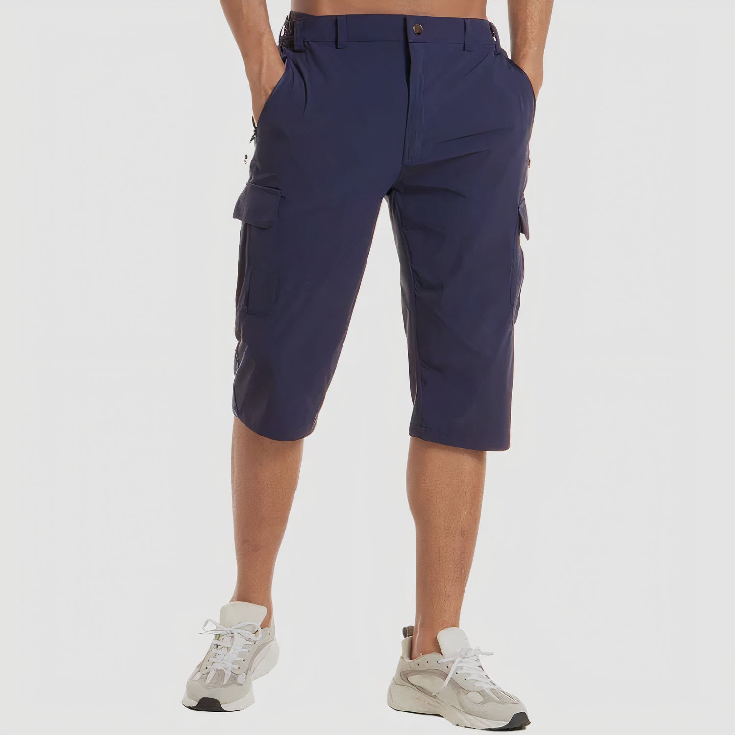 Shorts Cargo Homme en Coton avec Poches Pratiques, Longueur Genou 1