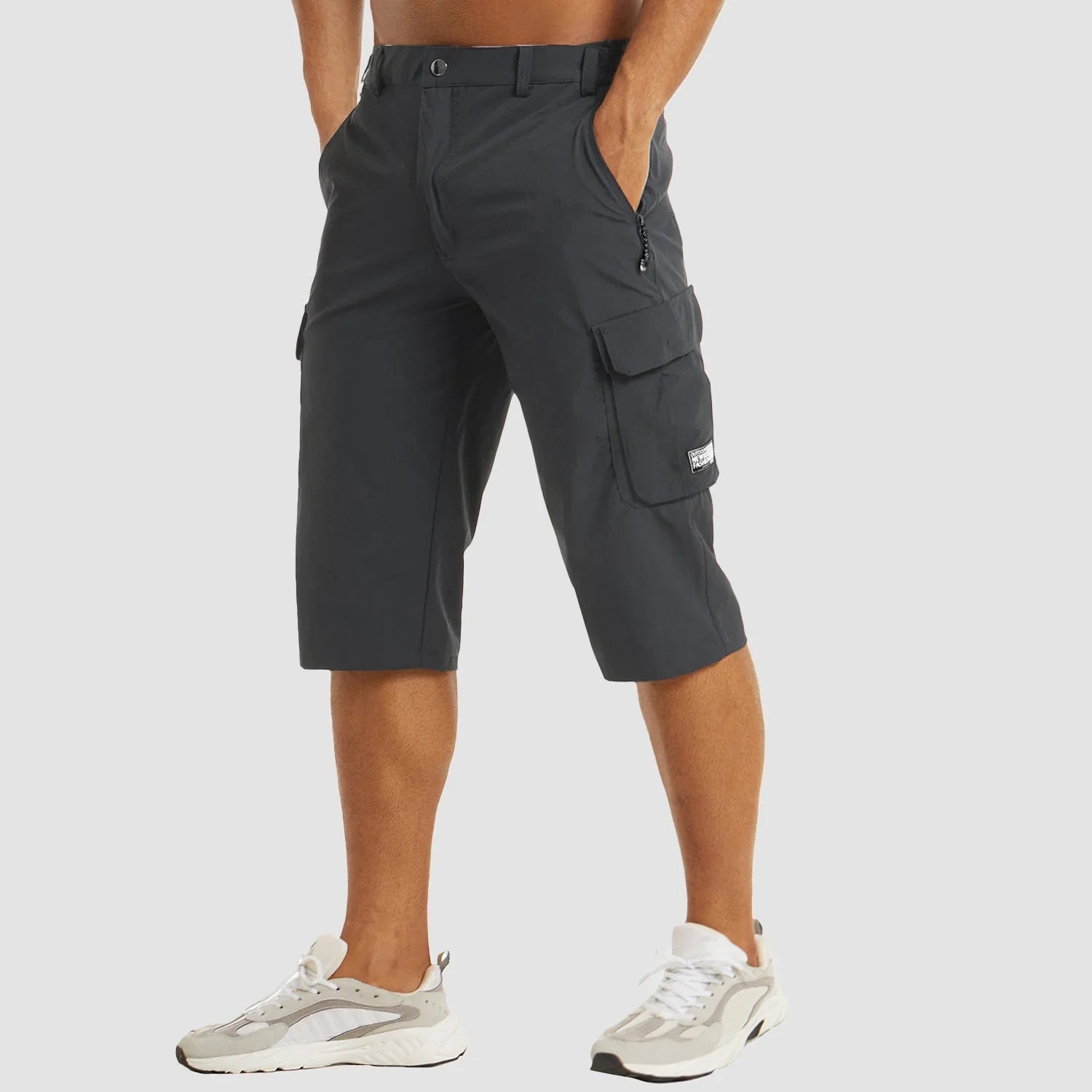 Shorts Cargo Homme en Coton avec Poches Pratiques, Longueur Genou 13