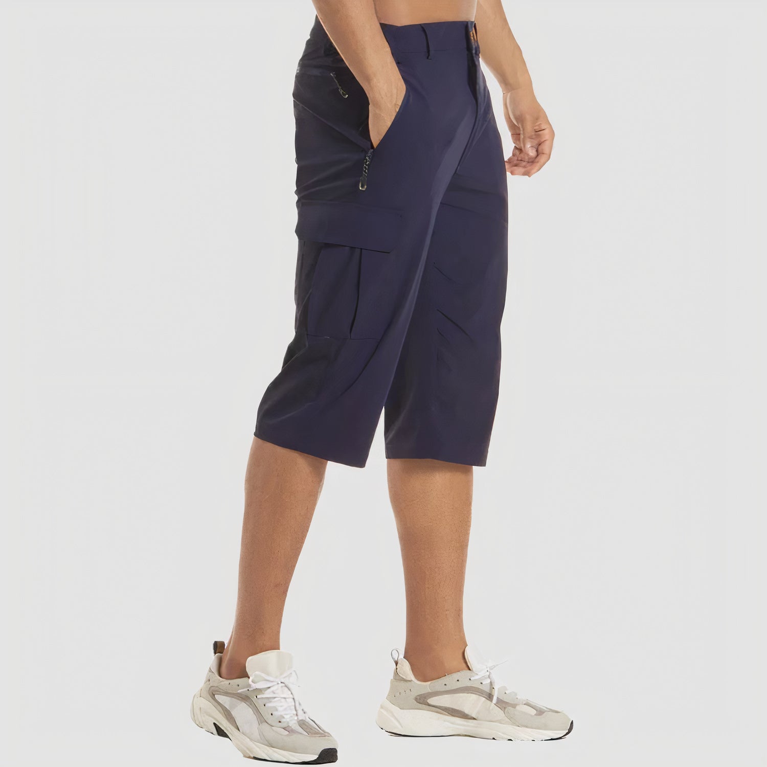 Shorts Cargo Homme en Coton avec Poches Pratiques, Longueur Genou 2
