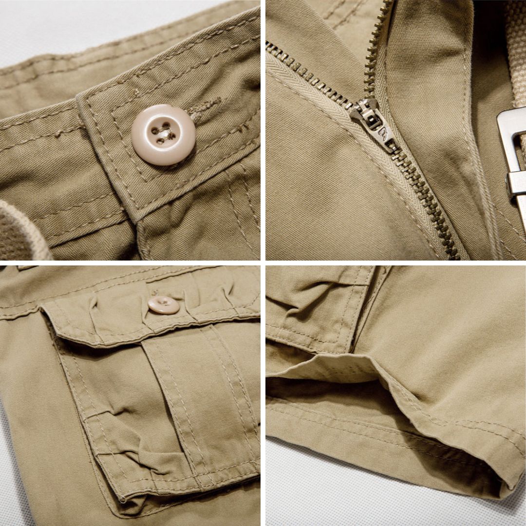 Shorts cargo homme utilitaires avec ceinture et poches multiples 7