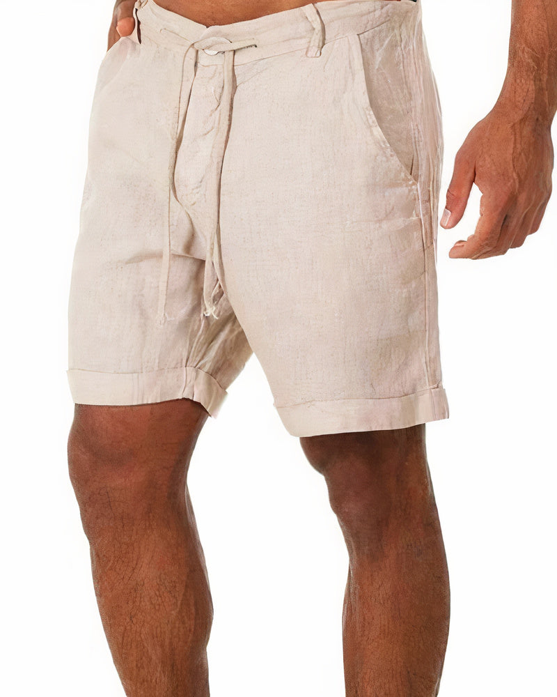 Shorts en coton décontractés pour homme avec taille à cordon 0