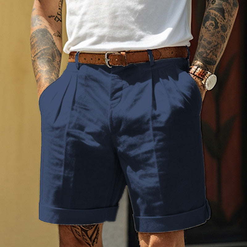 Shorts en coton homme élégants avec plis et poches latérales 3
