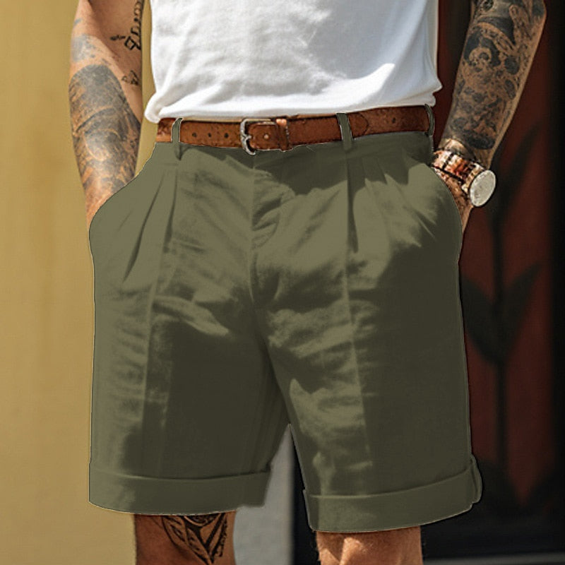 Shorts en coton homme élégants avec plis et poches latérales 4