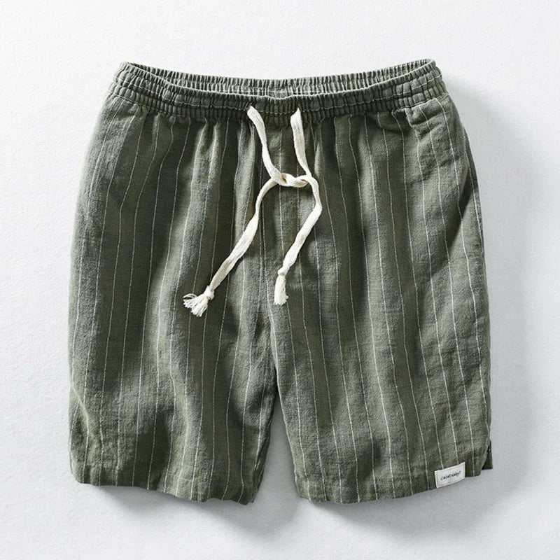 Shorts en coton léger à rayures pour homme avec taille élastique 0