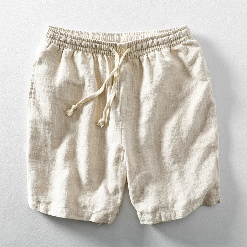 Shorts en coton léger à rayures pour homme avec taille élastique 1