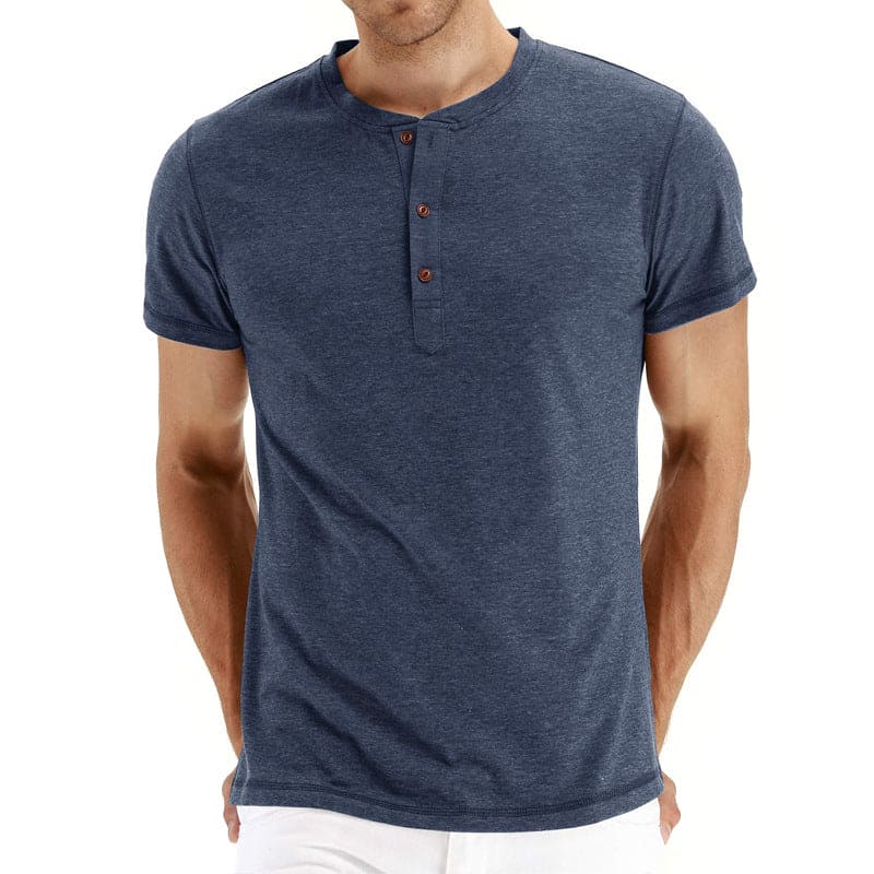 T-shirt Henley en coton pour homme confortable et élégant 0
