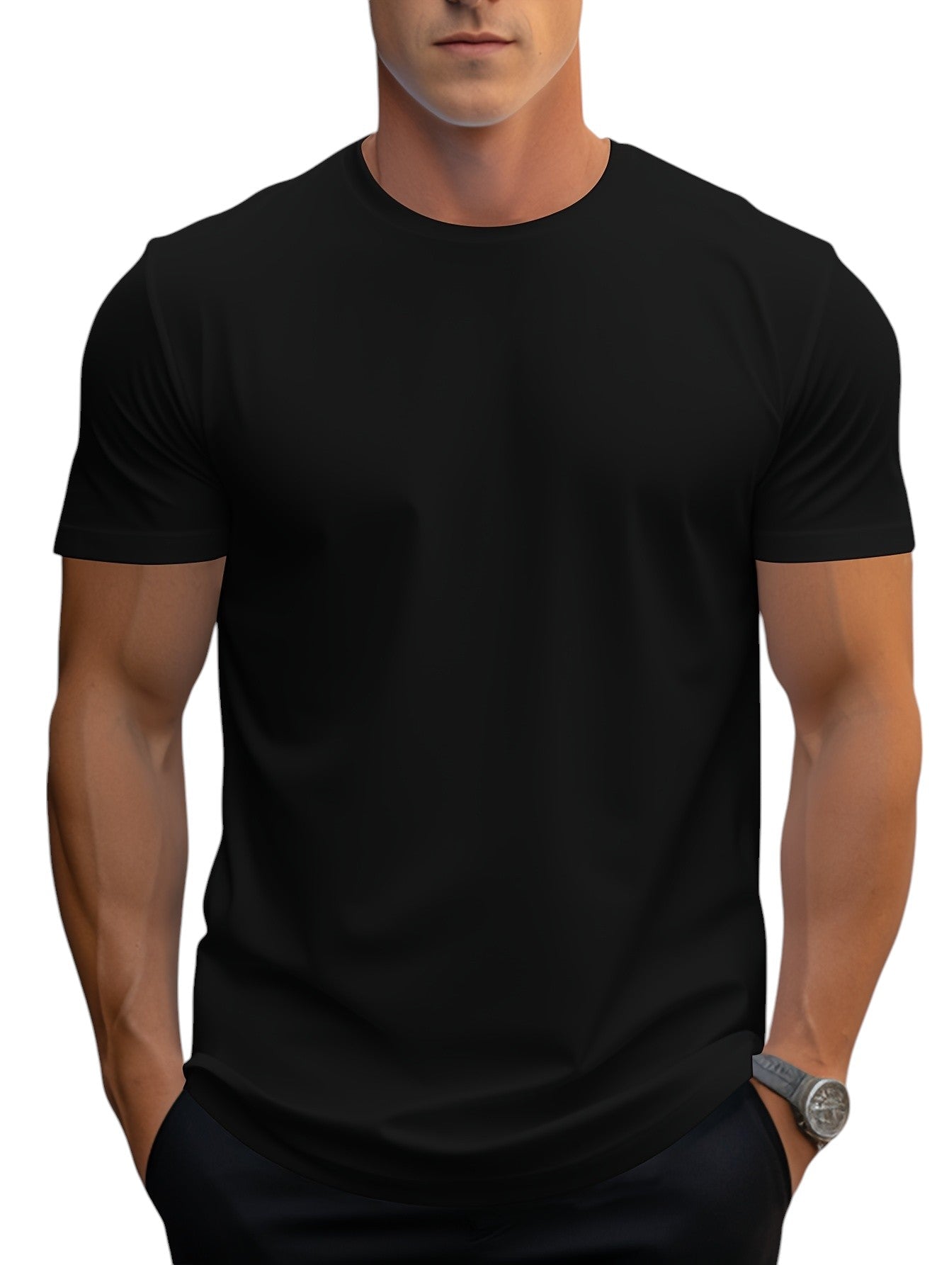 T-shirt basique en coton pour homme, coupe régulière 0