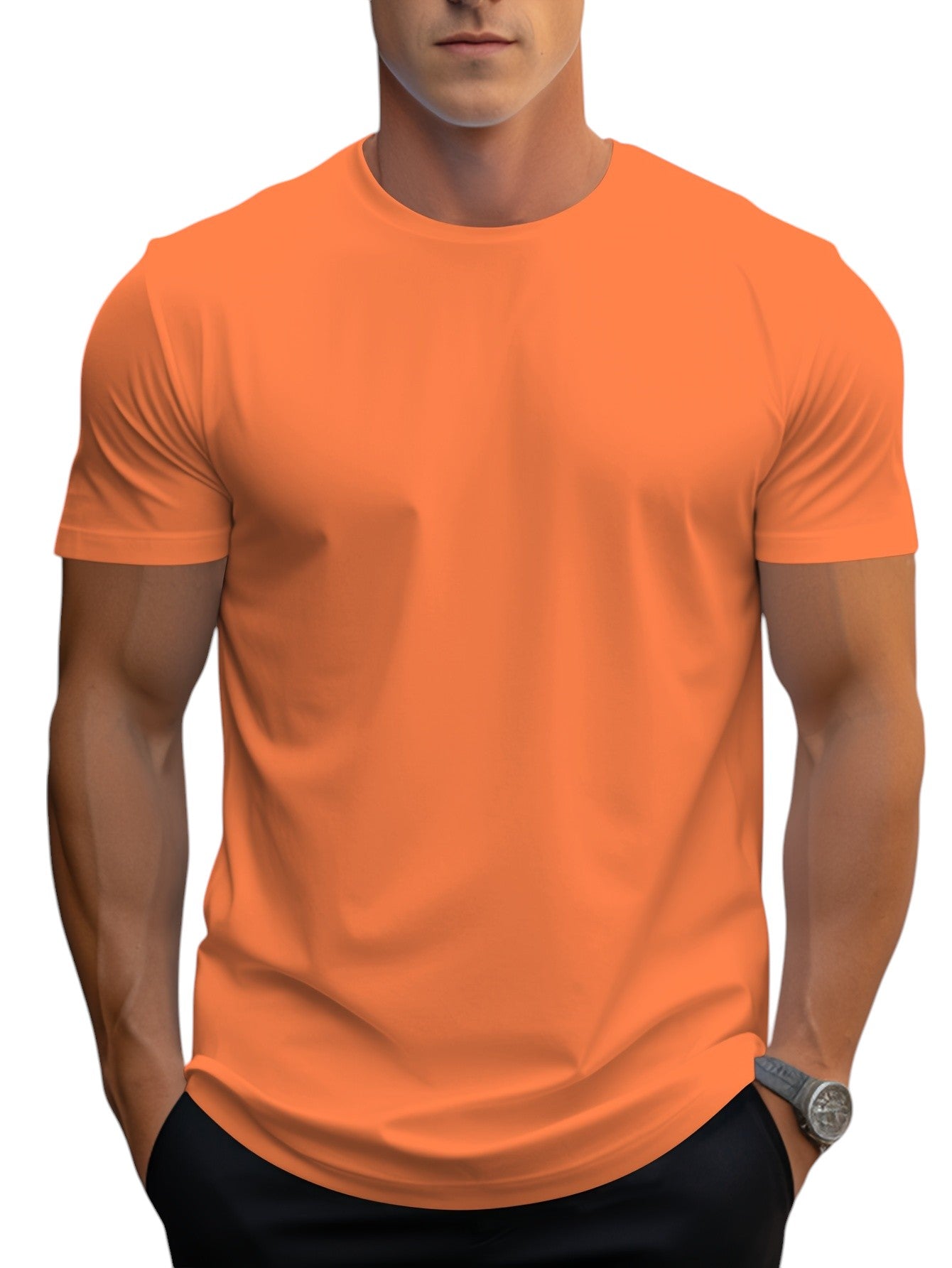T-shirt basique en coton pour homme, coupe régulière 10